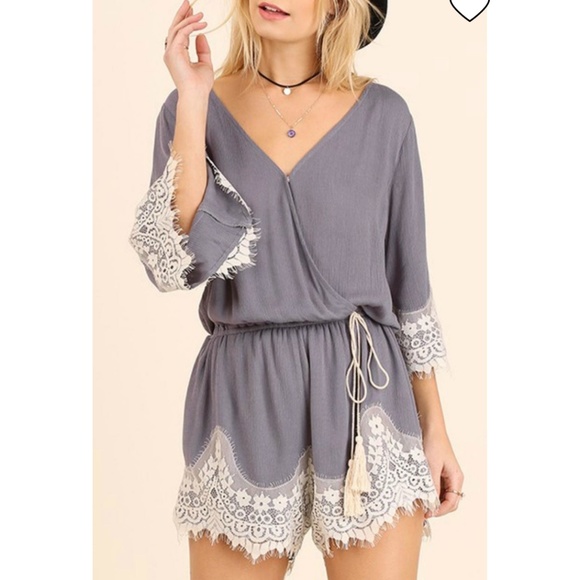 Umgee Pants - Umgee Lace Trim Romper